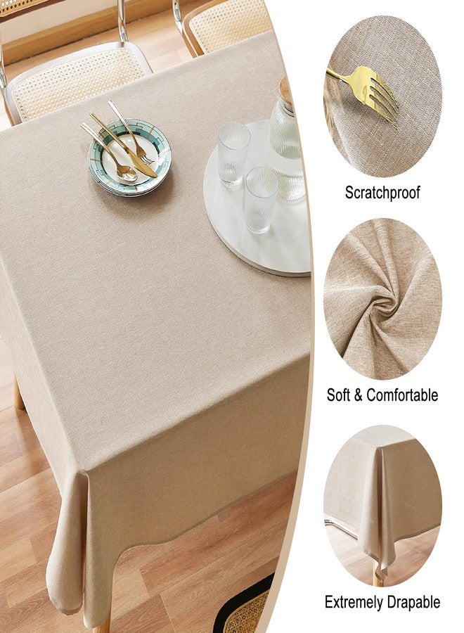 AUSSPVOCT Textured Linen Tablecloth Rectangle 60x104 Water Resistant Spill-Proof Wipeable Beige Table Cloth Wrinkle Free Cloth Dining Table Cover for Birthday Farmhouse Kitchen Wediing Party Decor - Image 2